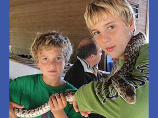 Boys with snake